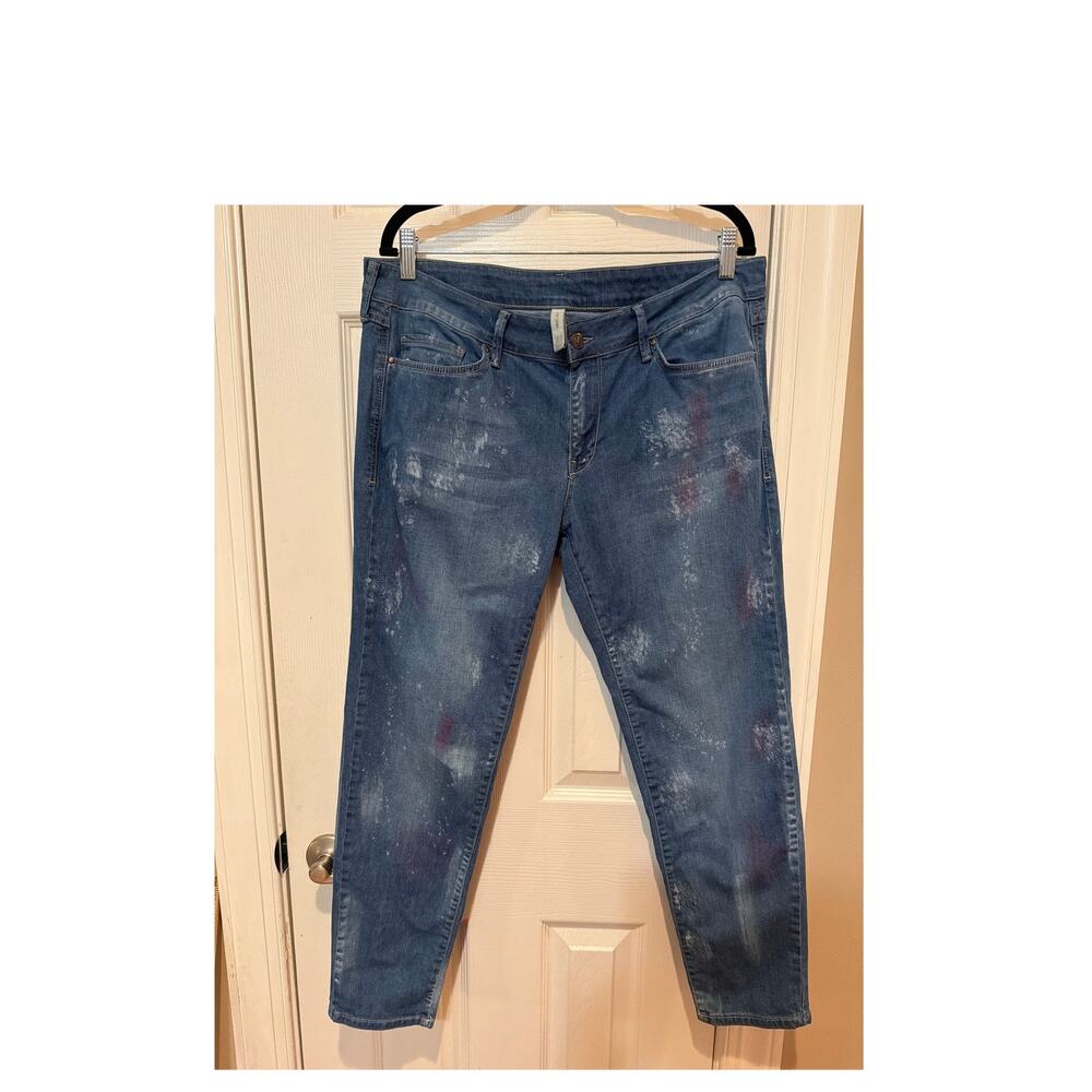 MNG Jeans (Mango) Distressed Paint-Splatter Skinny Jeans Size 14/EUR 46